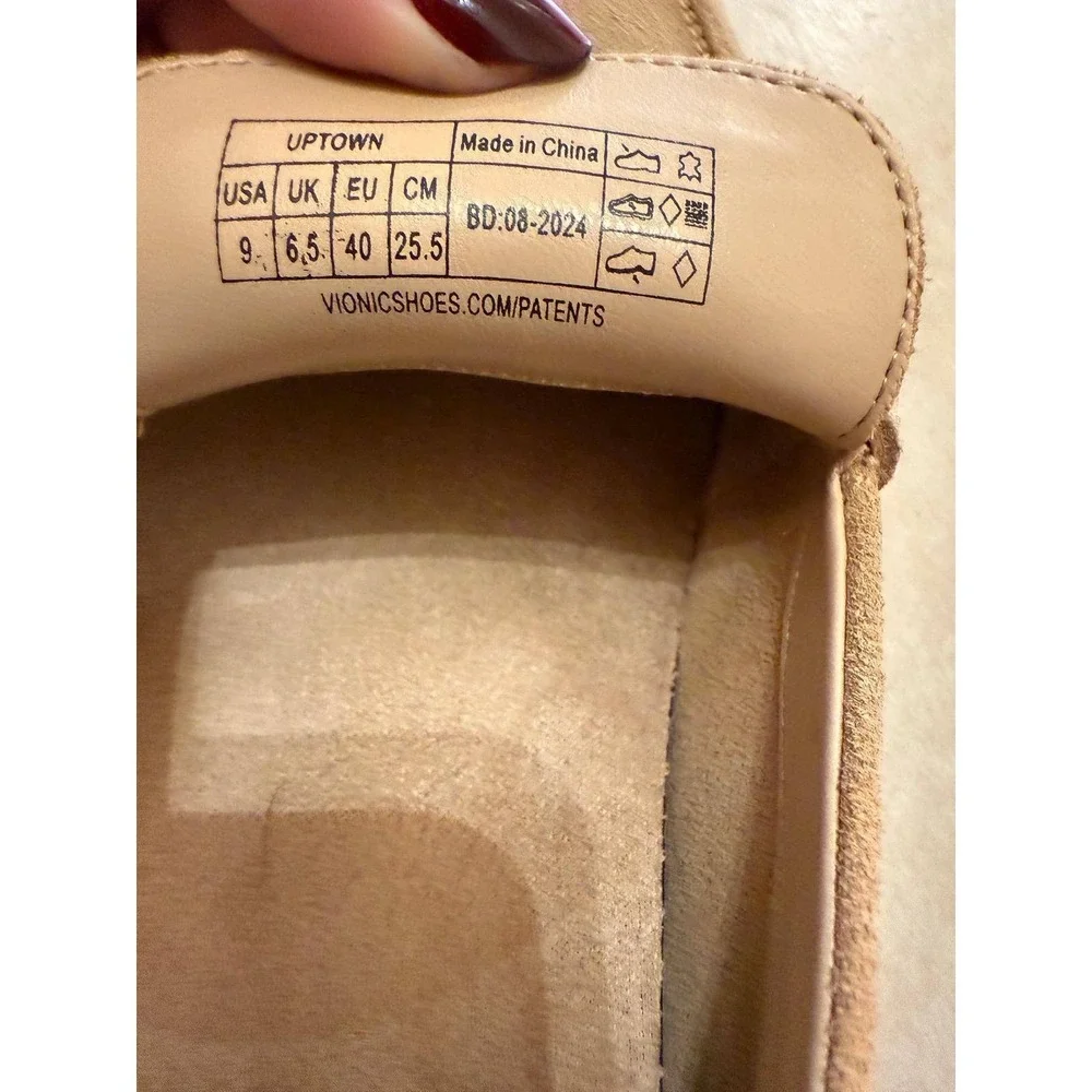 Vionic Uptown Suede Penny Loafers Tan Camel Slip On Sneaker Women's 9 Orthopedic
